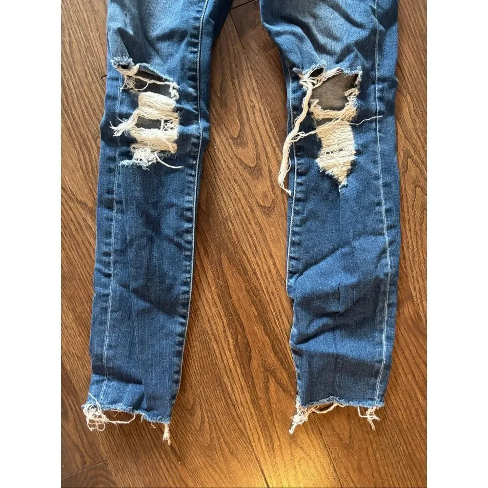 Frame Le High Skinny Crop Raw Hem Distressed Jean Size 25